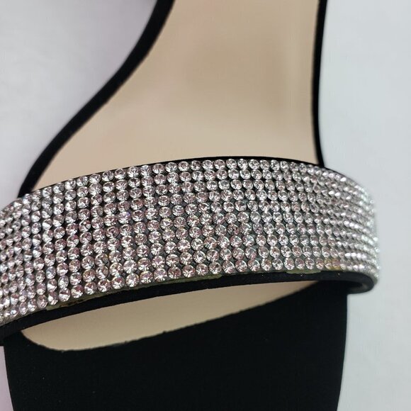 NEW MVE Laser-S Womens Size 9 Black Rhinestone Formal Ankle Strap Party 4" Heels - Picture 9 of 13